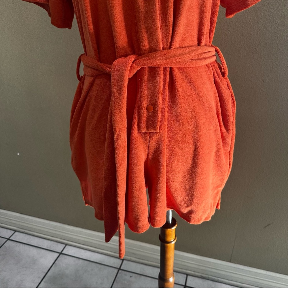 Beach Riot Orange Button-Up Romper - Picture 5 of 12